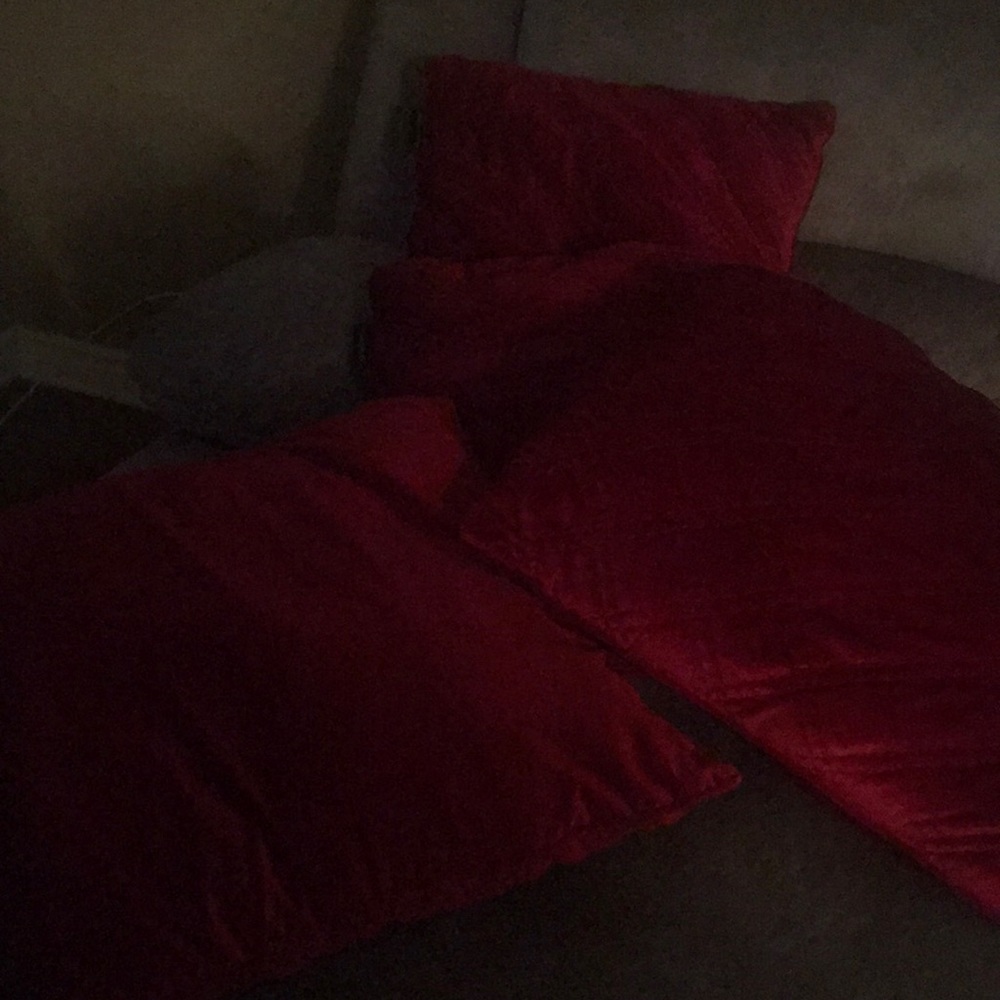 Red suede pillows